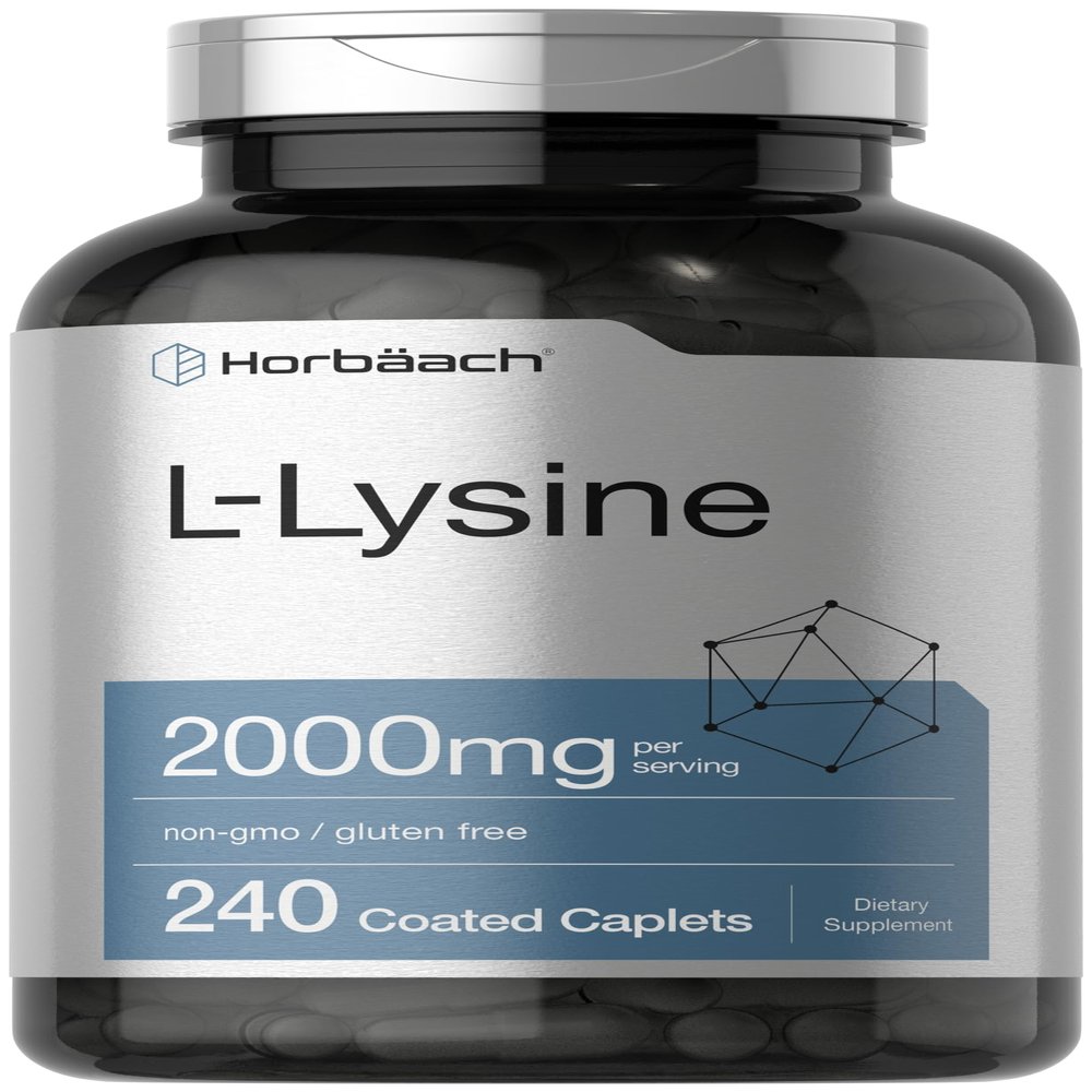 Horbach L-Lysine Supplement 2000mg | 240 Caplets | Free Form L-Lysine Hydrochloride | Vegetarian, Non-GMO, Gluten Free