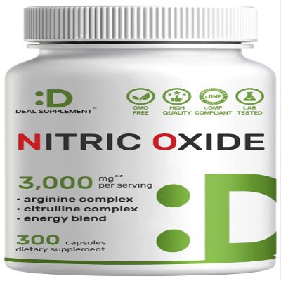 Nitric Oxide Supplement 3,000mg, 300 Capsules | 12-in-1 Complex for Men & Women  Arginine, Citrulline, Korean Red Ginseng, Tongkat Ali, Maca Root, & Marshmallow Blend*