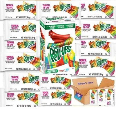 Maryse's Place Fruit Roll Up Variety | Strawberry & Tropical Tie Dye | Gelatin & Gluten Free | After School Lunch Picnic Birthday Party Dessert Easter Egg Hunt Basket Filler & Stuffer Gift | 72 CT