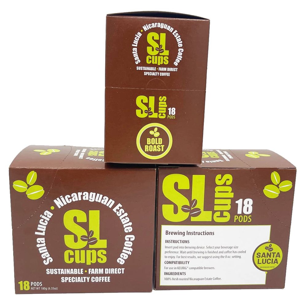 Santa Lucia Coffee Summit Roast SL Bold Cups Specialty Nicaraguan Single-Origin - Premium Small Batch - Rich & Smooth Flavor - Low Acid - Farm Direct - Bold Roast - 18ct (Pack of 3)