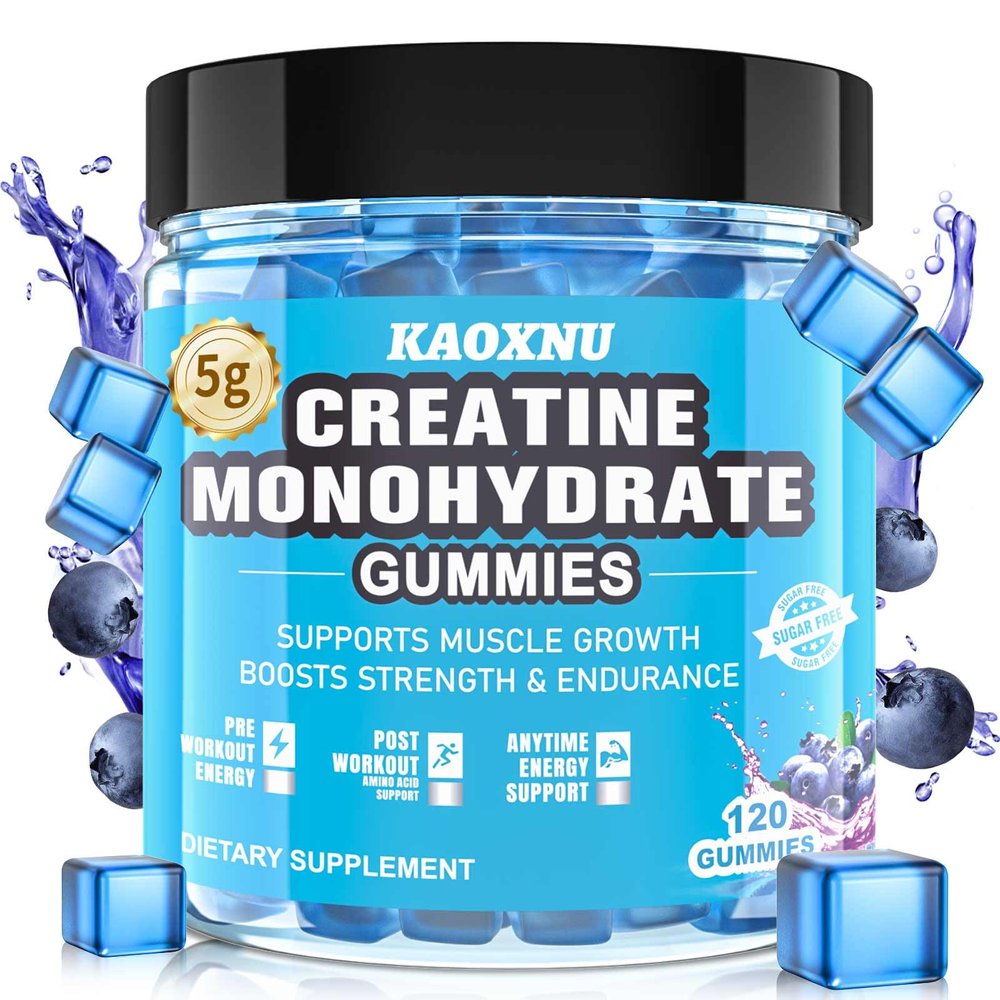Creatine Monohydrate Gummies 5600mg for Men & Women, 120 CT Chewable Creatine Monohydrate for Muscle Support, Energy Boost, 5.6g of Creatine Monohydrate per Serving - Sugar Free (Blueberry Flavor)