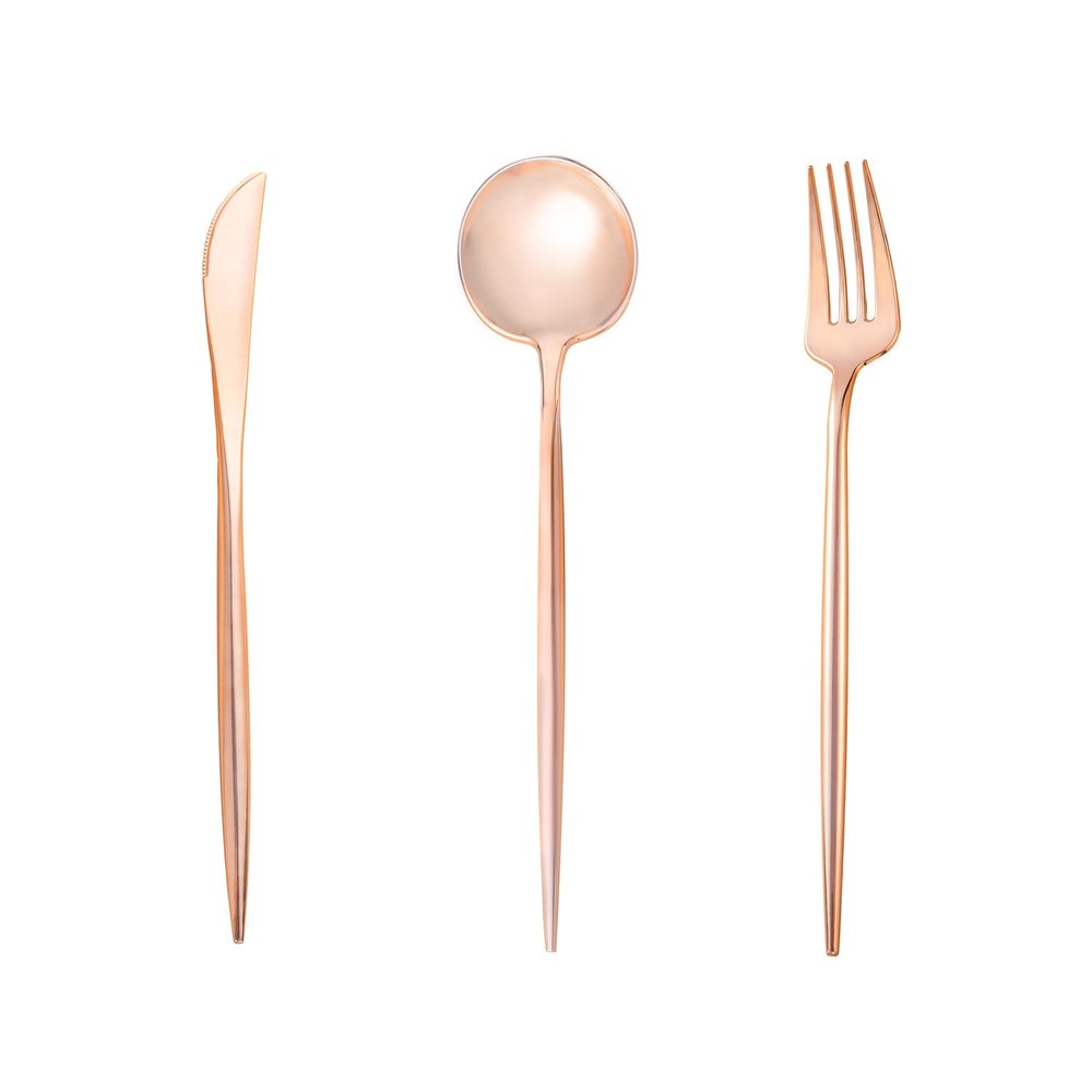 150PCS Rose Gold Plastic Silverware,Heavy Duty Disposable Utensils