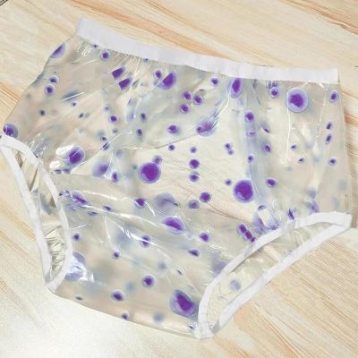 TAPIVA Adult Incontinence Pants, Plastic Diapers, PVC Plastic Underwear, High-Waisted Loose Transparent Diaper-Proof Underwear, Waterproof and Reusable, Leak-Proof, Unisex,Soft Noiseless, M