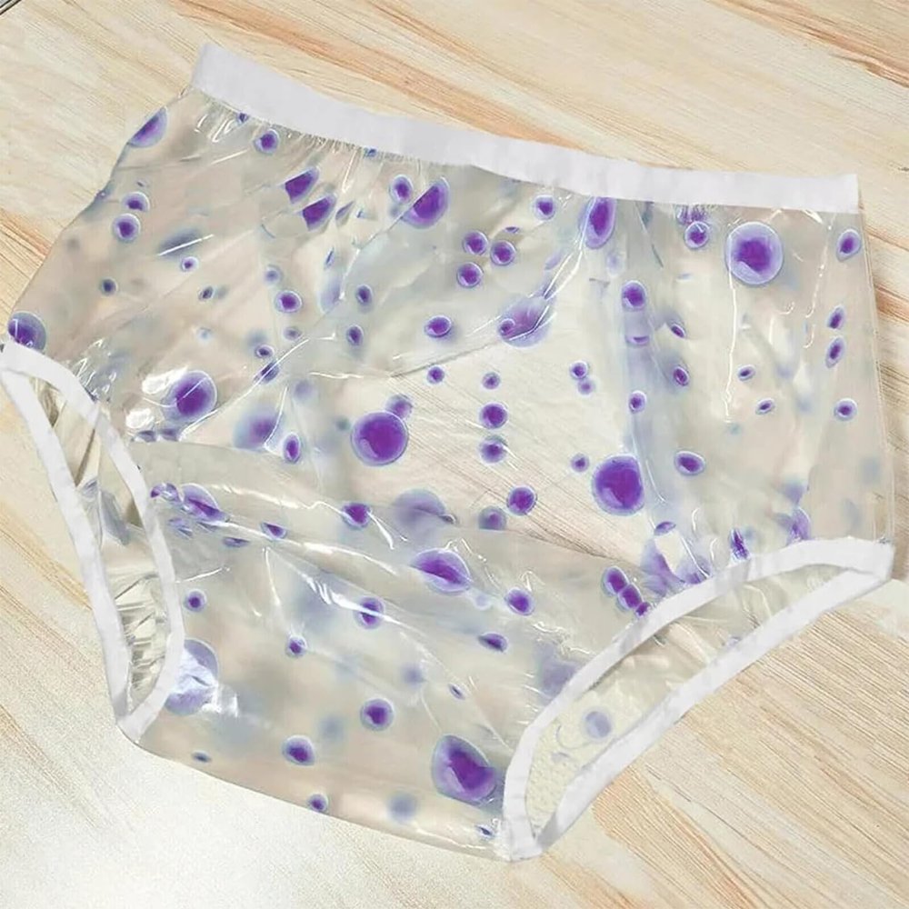 TAPIVA Adult Incontinence Pants, Plastic Diapers, PVC Plastic Underwear, High-Waisted Loose Transparent Diaper-Proof Underwear, Waterproof and Reusable, Leak-Proof, Unisex,Soft Noiseless, M