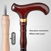 Handmade Wooden Walking Stick with Rubber Non-Slip Base Pad, Adjustable Beech Canes with Wrist Strap, Handrail Canes for Crutches for Men and Women view 2