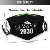 Rqwaaed Class of 2030 Graduation High School College Senior Face Mask Washable Reusable Adults Breathable With 2 Filters, 1, Black view 4