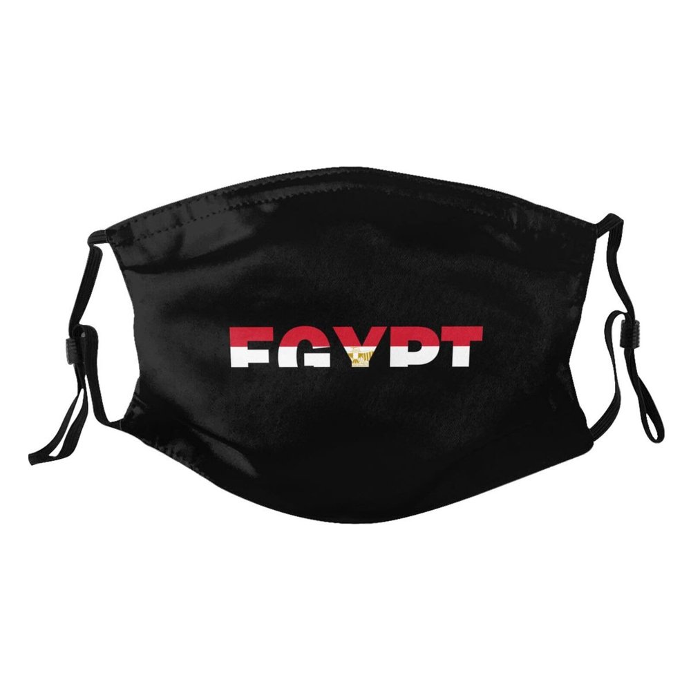 Rqwaaed Egyptian Flag Egyptians Text Word Art Face Mask Washable Reusable Adults Breathable With 2 Filters, 1, Black