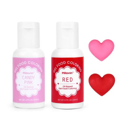 2 Colors Oil Based Food Coloring for Chocolate, Candy Pink Coloring, Red Food Coloring for Cake Decorating, Sugar, Candy Melts, Baking, Cookies, Icing Frosting, Meringues, Cream 0.7 Fl. Oz/bottle(Candy Pink, Red)