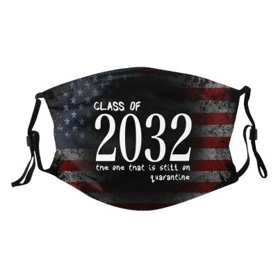Rqwaaed Class of 2032 Still on Quarantine Graduation Face Mask Washable Reusable Adults Breathable With 2 Filters, 1, Black
