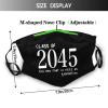 Rqwaaed Class of 2045 Still on Quarantine Graduation Face Mask Washable Reusable Adults Breathable With 2 Filters, 1, Black view 4