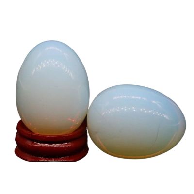 KAKAYE 1PC 30x40mm Stone Egg Natural Egg Shaped Stone Natural Crystal Massage Egg Natural Crystal Jade Mineral Ball Kegel Exercise Tool(Opalite,1 PC)