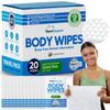 Body Wipes for Adults Bathing No Rinse - 20 Count Travel Shower Wipes - 10 x 11.5" Individually Wrapped Thick Cleansing Waterless Wash Scrubs - Disposable Washcloths for Camping & Elderly Incontinence view 1