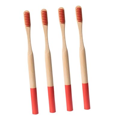 BUTIFULSIC 4pcs Toothbrush Soft Bristles Ergonomic Design for Oral Care Natural Toothbrushes Red for Travel and Home Use