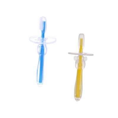 BUTIFULSIC 2pcs Silicone Training Toothbrush Umbrella-Shape Brush Safety Guard Blue
