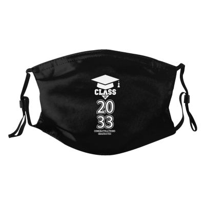 Rqwaaed 2033 Class Congratulations Graduates Face Mask Washable Reusable Adults Breathable With 2 Filters, 1, Black