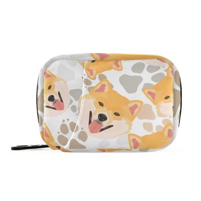Sletend Pill Box Shiba Inu Dog 7 Day Pill Case Travel Pill Organizer Bag with Zipper Portable Weekly Vitamin Medicine Supplement Holder Pouch Bag
