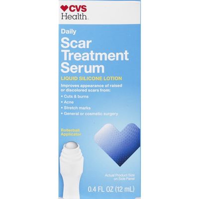 CVS Health Daily Scar Treatment Serum: Medical-Grade Silicone Formula with Rollerball Applicator - Quick & Effective, 0.4 oz, Clear