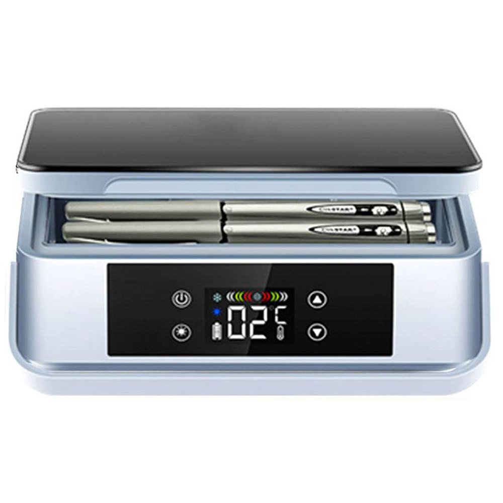 Insulin Cooler Case USB Mini Medicine Refrigerator Portable Insulin Cooler Travel Case for Car,Travel,Home - Constant Temperature Reefer Rechargeable LCD Display 0-18,2batteries