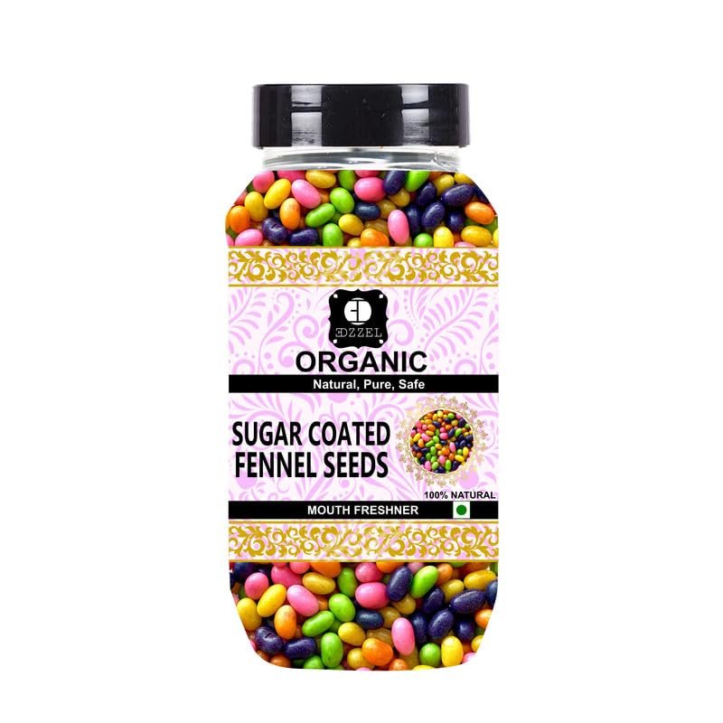 EDZZEL Sugar Coated Fennel Seeds | Indian Origin ( Pack of 1 ) 400 Gm