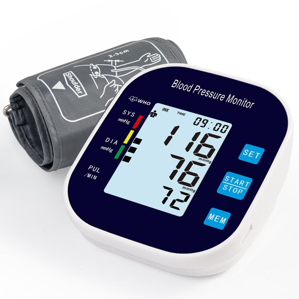 Blood Pressure Monitors, Automatic Upper Arm Blood Pressure Machines for Home Use with Large Cuff Adjustable BP Machine for Adult Elderly BSX583 (Navy Blue)