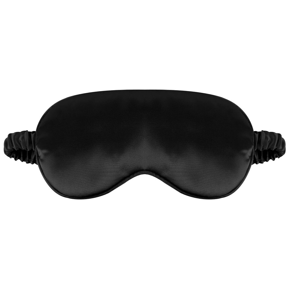 1 Pack Sleep Mask, Silk Eye Mask with Elastic Strap, Breathable Eye Mask for Sleeping,Travel, Girls, Women, Men (Black)