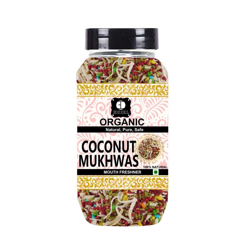 EDZZEL Organic Coconut Traditional Premium Quality Hygienically Packed | Vegan | Gluten Friendly | NON-GMO | Indian Origin ( Pack of 1 ) 100 Gm
