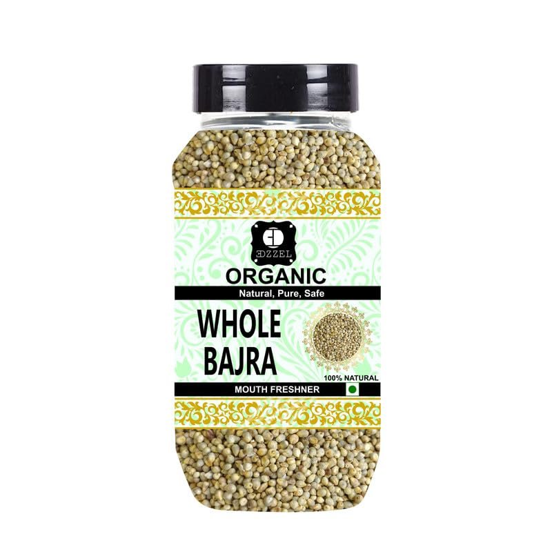 EDZZEL Organic Whole Bajra (Pearl Millet) Traditional Premium Quality Hygienically Packed | Vegan | Gluten Friendly | NON-GMO | Indian Origin ( Pack of 1 ) 250 Gm