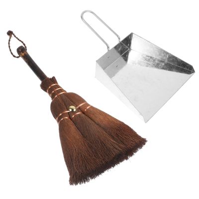Beaupretty Convenient Dustpan Set for Household Cleaning Ergonomic Handle Design for Easy Pet Litter Cleanup Durable Hand-Woven Broom and Dustpan Combo