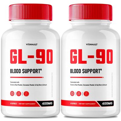 (2 Pack) GL-90 Blood Support Capsules: Regulate & Maintain Healthy Levels with Natural Ingredients