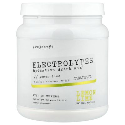 Project #1 Electrolyte Drink Mix - Lemon Lime Flavor - Enhanced Hydration with Potassium & Coconut Water - Low Calorie, High Performance Electrolyte Powder for Fitness & Endurance - 90 Servings