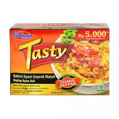 Mie Sedaap Tasty Mie Instan Noodle Bakmi Ayam Geprek Matah, 124 gram (Pack of 3)