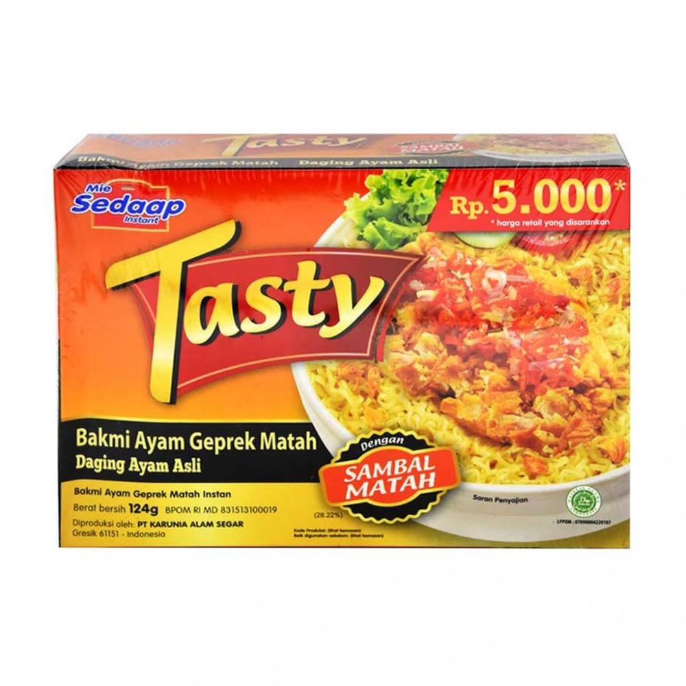 Mie Sedaap Tasty Mie Instan Noodle Bakmi Ayam Geprek Matah, 124 gram (Pack of 3)