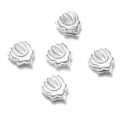 DHRUVS COLLECTION 925 Silver Combo of 5 Lotus Flower for Pooja, Temple Decor & Gifting Purpose