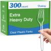 Dealusy 300 Count Extra Heavy Duty Clear Plastic Forks Disposable, BPA-Free, Heat Resistant, Solid and Durable Disposable Forks Bulk, Premium Plastic Forks heavy duty for Party Supply view 1