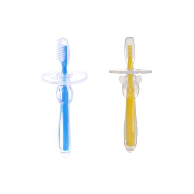 FRCOLOR 2 Pack Boys and Girls Toothbrushes Baby Toothbrush Soft Bristles and Umbrella Shape Silicone Training Toothbrush