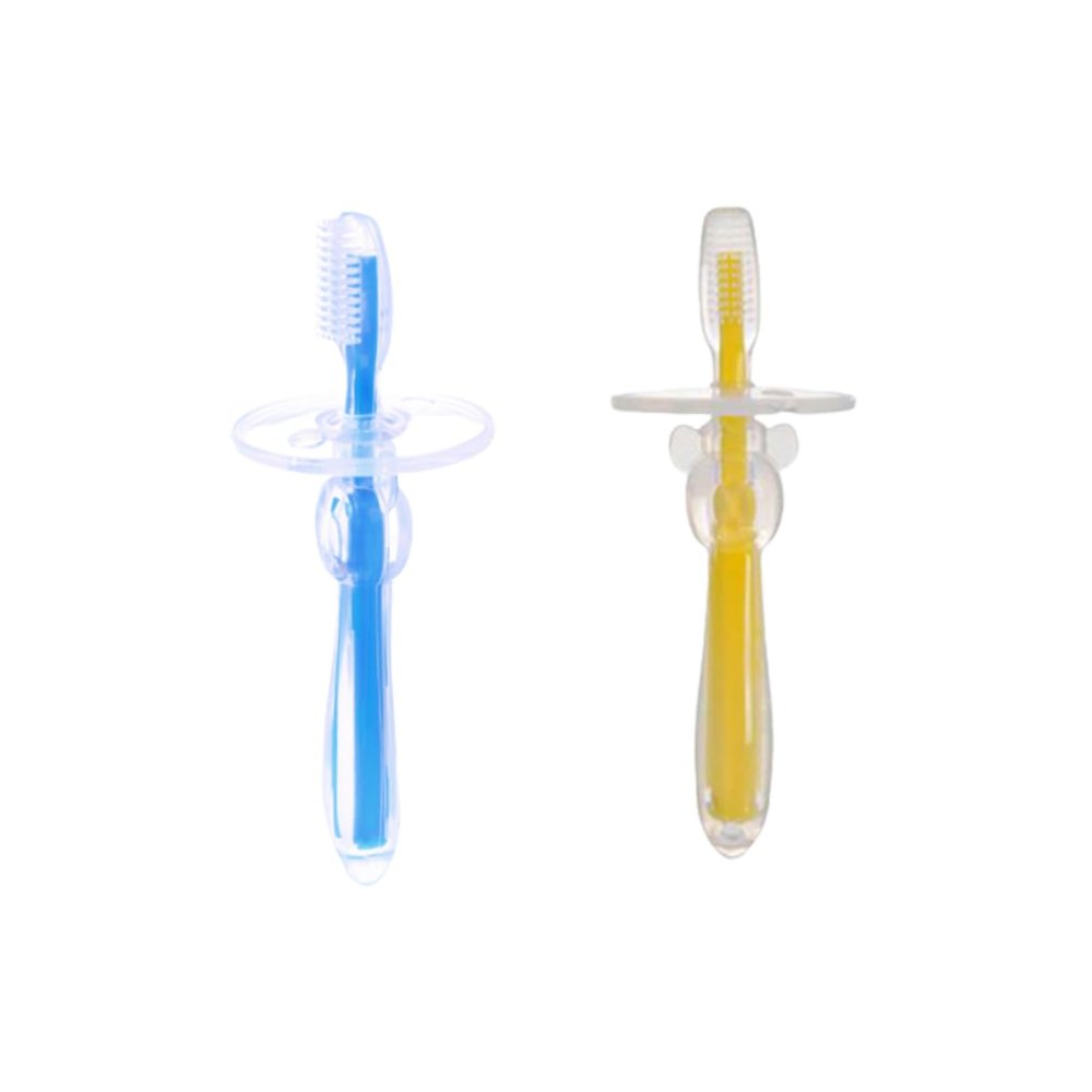 FRCOLOR 2 Pack Boys and Girls Toothbrushes Baby Toothbrush Soft Bristles and Umbrella Shape Silicone Training Toothbrush