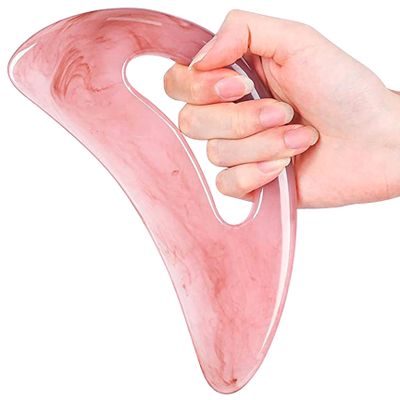 Back Massagers, Guasha Tool for Full Body Arch-Shaped Portable Smooth Resin Gua Sha Stone with Handle Rounded Odor-Free Pain Relief Muscle Relaxation Massage Tools