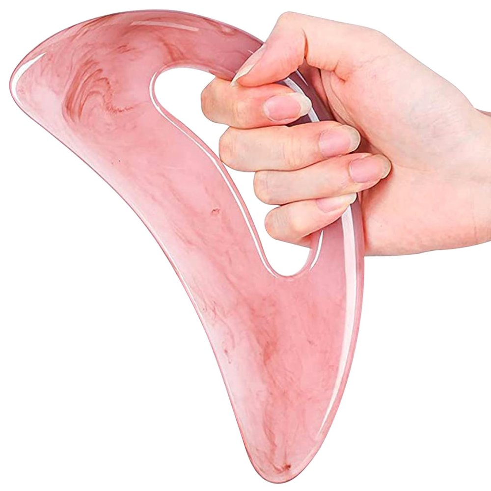 Back Massagers, Guasha Tool for Full Body Arch-Shaped Portable Smooth Resin Gua Sha Stone with Handle Rounded Odor-Free Pain Relief Muscle Relaxation Massage Tools