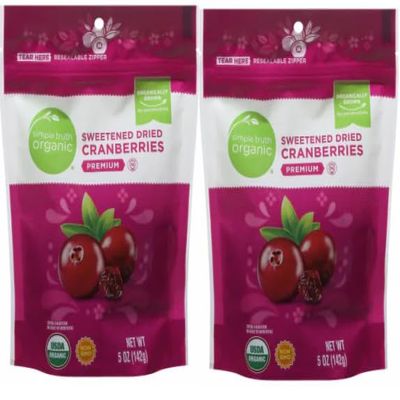 NineLife Basics Pack Of 2 Organic Premium Sweetened Dried Cranberries 5 oz.
