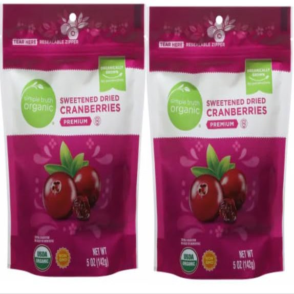 NineLife Basics Pack Of 2 Organic Premium Sweetened Dried Cranberries 5 oz.