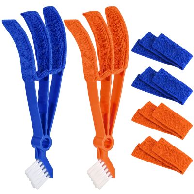 2 in 1 Window Blind Cleaner Duster Tool,Dual Brush Head,with 4 Removable and Washable Microfiber Sleeves, Shutter Cleaner Brush,Air Conditioner Keyboard Fan Duster Dirt Housekeeping Cleaner