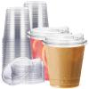 12 oz Clear Plastic Cups with Strawless-Sip-Lids, 25 Sets Disposable Cups Plastic Iced Coffee Cups, To Go Cups with Sip Through Lids for Smoothie, Milkshake, Cold Drinks for Party, Wedding, Event view 1