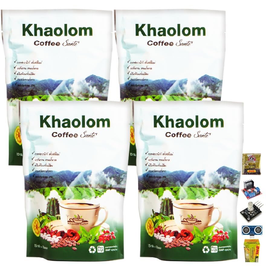 Generic 0% Sugar 0% Fat Khaolom Coffee Sante Instant Roasted Arabica Healthy Coffee Snack 10 Sachets/Pack vegan (of 4) By Beautygoodshop [Get Free For You Beauty Gifts], Large