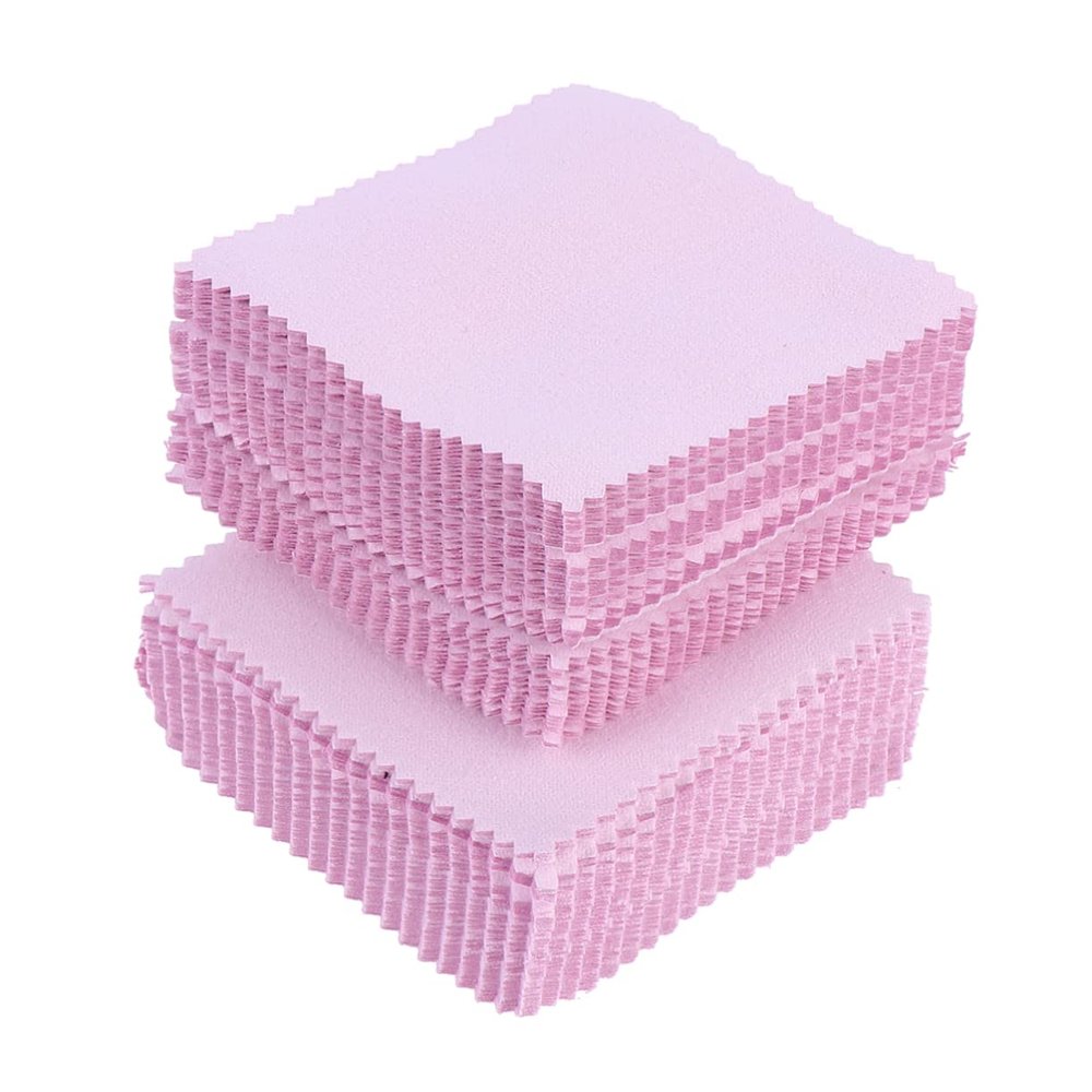 FOMIYES 100pcs Silver Wiping Cloth Cleaning Cloth Supply Glasses Cleaning Cloth Lens Clean Cloth Cleaning Cloth for Jewelry Phone Screen Cleaning Cloth Cloth for Glasses, 8.00X8.00X0.20CM, Pink
