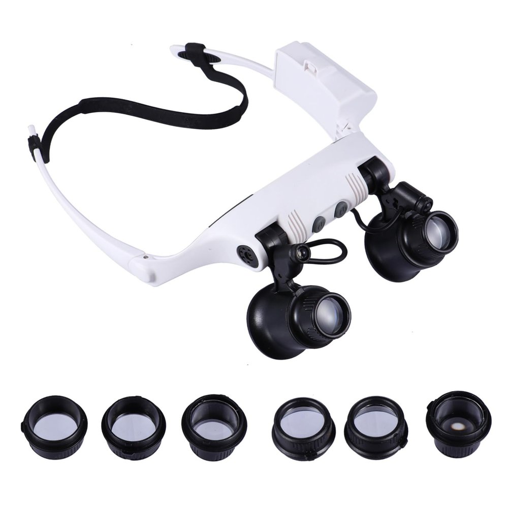 NOLITOY Binocular Magnifying Led Light Head-Worn Magnifier for Reading Glasses Coin Magnifier