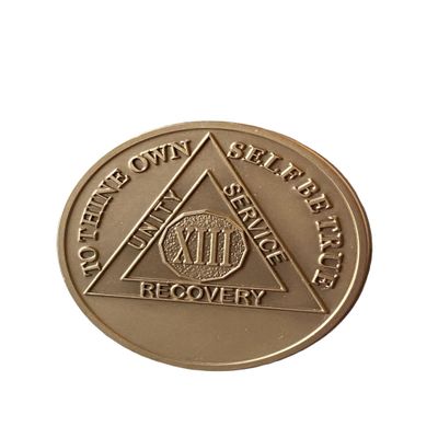 13 Year AA Medallion Premium Bronze Lion Back Sobriety Chip