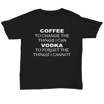 NineLife Basics Vodka Gifts for Women, Coffee Lovers Gifts, Funny Coffee T Shirts, Gifts for Mom, Gifts for Dad, Serenity Prayer Gifts, Vodka Lovers Gifts, Vodka Gift, X-Large, Black
