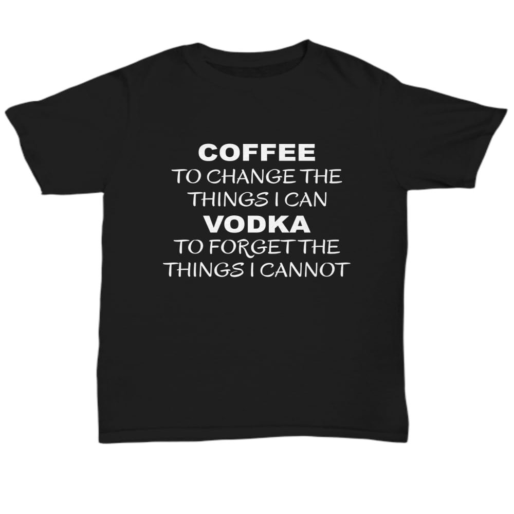 NineLife Basics Vodka Gifts for Women, Coffee Lovers Gifts, Funny Coffee T Shirts, Gifts for Mom, Gifts for Dad, Serenity Prayer Gifts, Vodka Lovers Gifts, Vodka Gift, X-Large, Black