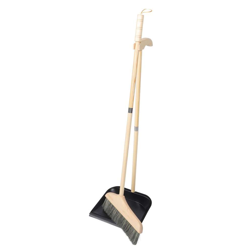 Beavorty 1set Handle Supple Broom and Dustpan Set for Cleaning Ergonomic Design for Easy Floor Cleaning Narrow Corners Hardwood and Carpet Use