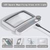2 Pack Magnifying Glass with Light, Rechargeable Page Magnifier with 3 Light Modes Magnifying Glass for Reading Folding Handheld Lens with Clean Cloth Items for Grandma Grandpa Seniors Book Lovers view 3